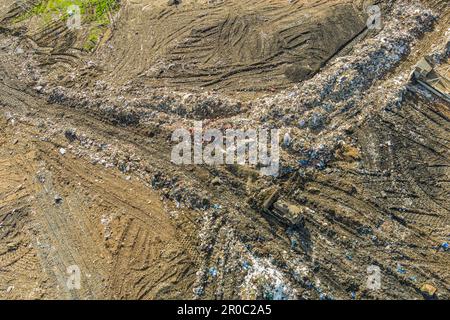 Luftaufnahme der kommunalen Abfalldeponie in Pennsylvania, USA Stockfoto