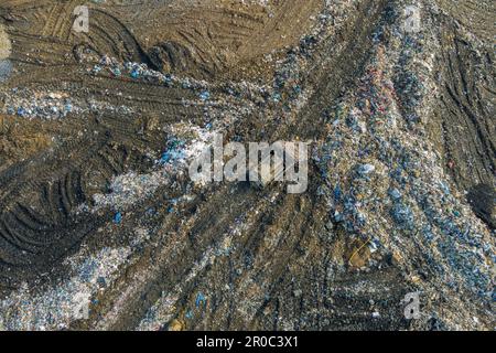 Luftaufnahme der kommunalen Abfalldeponie in Pennsylvania, USA Stockfoto