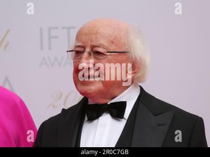 Dublin, Irland. 7. Mai 2023 Präsident Michael D Higgins kommt auf dem roten Teppich bei den Irish Film and Television Awards (IFTAs) im Royal Convention Centre von Dublin an. Kredit: Doreen Kennedy/Alamy Live News. Stockfoto