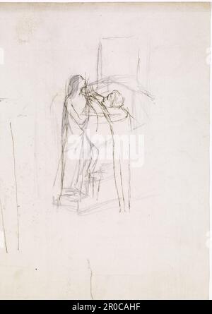 Mary Magdalene an der Tür von Simon dem Pharisäer - Rough Sketch, 1857-58. Künstler: Dante Gabriel Rossetti Stockfoto