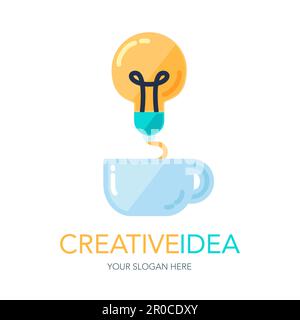 Einfaches Creative Success Idea Logo. Innovationssymbol. Glühbirne und Becher. Designelement für Unternehmensgründungen, Technologie, Wissenschaft. Symbol Konzept von in Stock Vektor