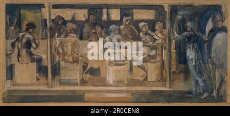 Suche nach dem Heiligen Gral - Studie für die Vorladung 1894. Von Sir Edward Burne-Jones. Bezieht sich auf Tapestry 1980M60 Panel 1 Stockfoto