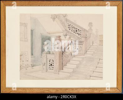 Treppe, Aston Hall, 1824-82. Allen Edward Everitt Stockfoto