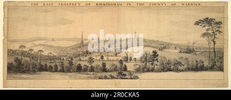 Der East Prospect von Birmingham im County Warwick, 1753. Künstler: Samuel Buck. Künstler: Nathaniel Buck Stockfoto