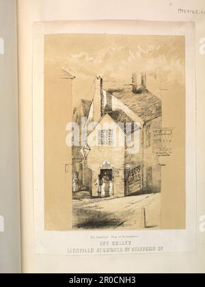 Lithograph - The Gullet, Lichfield Street/Stafford Street, Birmingham. Unbekanntes Datum und Künstler. Stockfoto