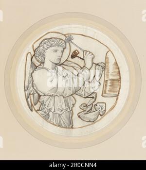 Angel spielt auf Bells, 1865. Sir Edward Burne-Jones (d.1898). Design für die Kirche - Johannes der Evangelist, Torquay Stockfoto