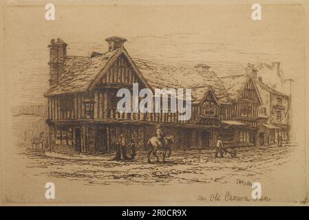 Ätzen - Old Crown Inn, Deritend, Birmingham, 1895-1900. Samuel Henry Baker (d. h. 1909) Stockfoto