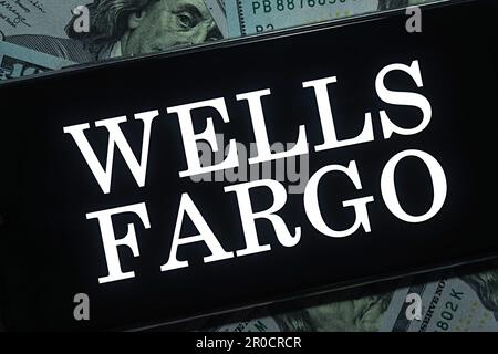 Wells Fargo Editorial. Wells Fargo ist ein amerikanisches multinationales Finanzdienstleistungsunternehmen Stockfoto