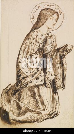 Launcelot am Heiligen Gral - Studie für den Engel des Heiligen Grals 1857. Dante Gabriel Rossetti Stockfoto