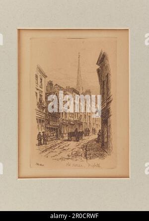 Topographische Ansicht von Birmingham. Ätzen... Das Alte Haus, Digbeth, Birmingham. Von Samuel Henry Baker Stockfoto