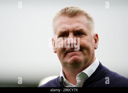 Leicester City Manager Dean Smith während des Premier League-Spiels in Craven Cottage, London. Foto: Montag, 8. Mai 2023. Stockfoto