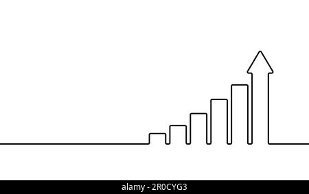 Diagramm mit Pfeil. Schwarzes Symbol durchgehende Linie isoliert auf weißem Hintergrund. Handzeichen Hologramm positiv Prozent. Hände in Richtung Wachstum Stock Vektor