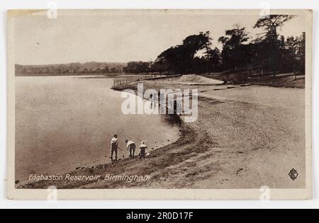 Postkarte - Edgbaston Reservoir Birmingham, 1922. Topographische Ansichten - Kesterton Collection Stockfoto