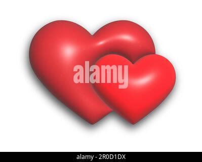 Großes und kleines 3D-Herz. Ein Symbol der Liebe. Design für Websites, Anwendungen und kreatives Design Stock Vektor