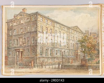 Topographische Ansicht von Birmingham. Watercolor.. Blue Coat School Colmore Row, Birmingham. Von James Billingsley Stockfoto