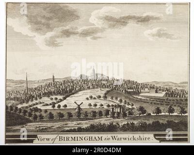 Blick auf Birmingham in Warwickshire, 1750-1800. Topographischer Blick auf Birmingham aus der Sammlung des Birmingham Museums Trust. Stockfoto