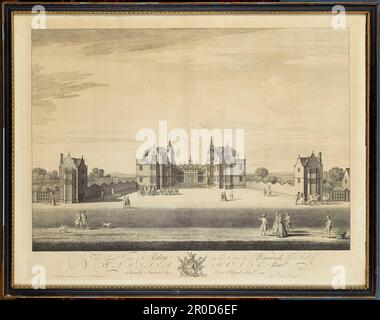 Aston Hall - East View, 1744. Gravierer: Samuel Buck und Nathaniel Buck . Stockfoto