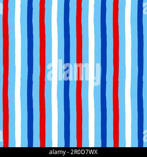 Streifenmuster in den USA-Farben – lustige, nahtlose Linienmuster. Grafisches Poster- oder T-Shirt-Design aus Textil. Tapete, Geschenkpapier. Happ Stock Vektor