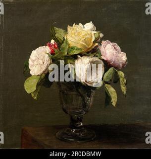 Roses dans un Verre a Pied, 1873. Henri Fantin Latour Stockfoto