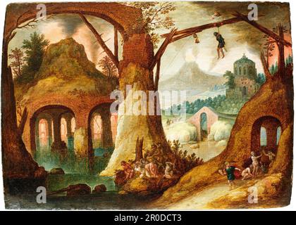 Orpheus kehrt aus der Unterwelt zurück, 1630. Tobias Verhaecht zugeschrieben... Zuvor dem Anhänger von Hieronymus Bosch zugeschrieben. Stockfoto