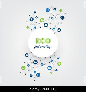 Globale Erwärmung, umweltfreundliche Verbindungen, Netzwerke – Designkonzept mit Symbolen Stock Vektor