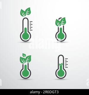 Globale Erwärmung, ökologische Probleme und Lösungen - Thermometer-Icon-Designs Stock Vektor