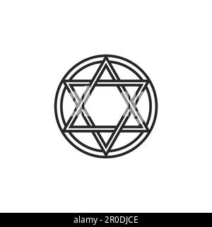 Pentagramm in einer Kreislinie ist ein isoliertes Bildelement. Vektorelement, Grafik-Design-Tattoo Stock Vektor