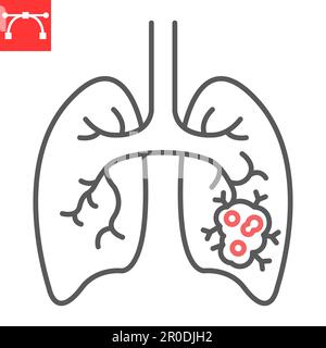 Lungen Krebs Liniensymbol, Onkologie und Medizin, Lungen Tumorvektor Symbol, Vektorgrafiken, editierbares Konturzeichen, eps 10. Stock Vektor