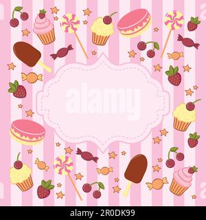 Vektorhintergrund mit Sweets Sweet Shop-Schild. Stock Vektor