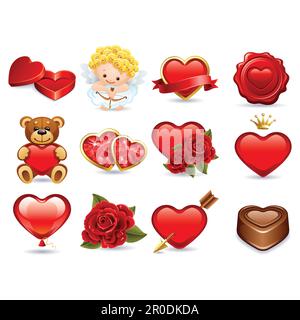 Valentinstag-Symbolsatz - Rasterversion Stock Vektor