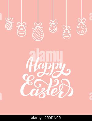Handgemalte wunderschöne Inschrift Happy Easter. Postkarte mit Schriftzug. Stock Vektor