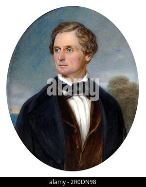 Jefferson Davis. Portrait des amerikanischen Politikers, der als erster und einziger Präsident der Konföderierten Staaten diente, Jefferson F. Davis (1808-1889), von George Lethbridge Saunders, Aquarell auf Elfenbein, 1849 Stockfoto