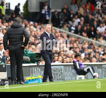 Craven Cottage, Fulham, London, Großbritannien. 8. Mai 2023. Premier League Football, Fulham gegen Leicester City; Leicester City Manager Dean Smith Credit: Action Plus Sports/Alamy Live News Stockfoto