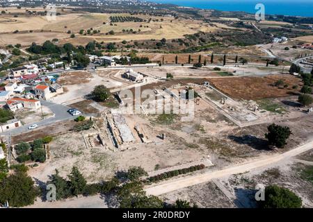 Luftaufnahme des Heiligtums der Aphrodite, Kouklia, Zypern Stockfoto