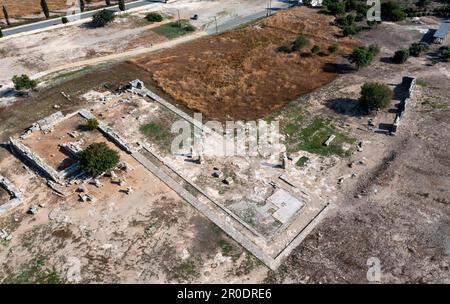 Luftaufnahme des Heiligtums der Aphrodite, Kouklia, Zypern Stockfoto