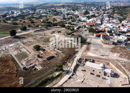 Luftaufnahme des Heiligtums der Aphrodite, Kouklia, Zypern Stockfoto