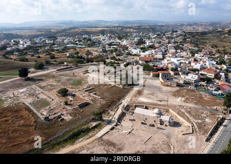 Luftaufnahme des Heiligtums der Aphrodite, Kouklia, Zypern Stockfoto