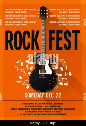 Rockparty, Konzert, Aufführung. Vektorvorlage. Stock Vektor