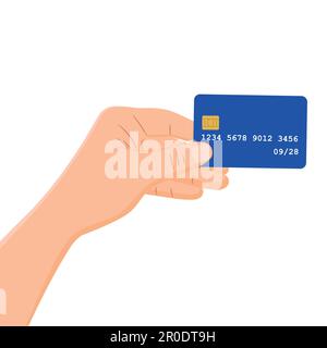 Eine Bankkarte in der Hand einer Person. Stock Vektor