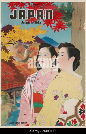 Japan. Herbst in Nikko. Künstler unbekannt. Poster in den 1950er Jahren veröffentlicht. Stockfoto