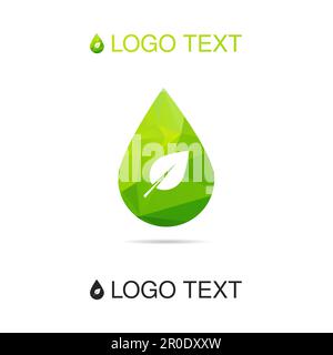 Ökologie-Wasser-Logo oder Symbol mit Blatt, Natur-Symbol, drop Zeichen. Vektor Stock Vektor