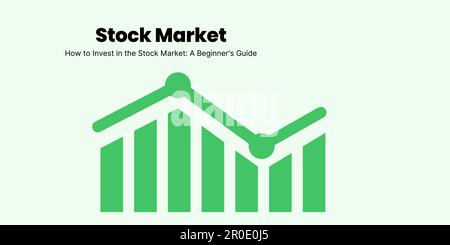 Börsenbanner auf hellem Hintergrund. Stilvolles Banner zu Investitionen mit schwarzem Text und farbiger grüner Grafik für Unternehmen und Finanzen Stock Vektor