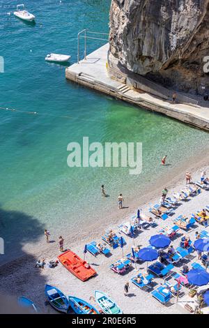 Spiaggia Grande, Praiano, Kampanien, Italien Stockfoto