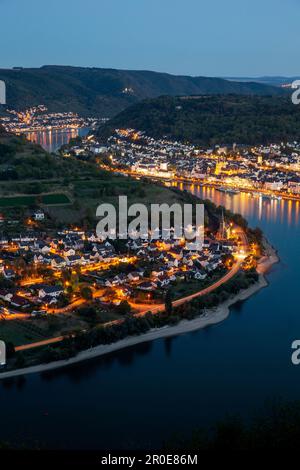 Blick auf den Rhein bei Boppard, Rheinland-Pfalz, Deutschland Stockfoto