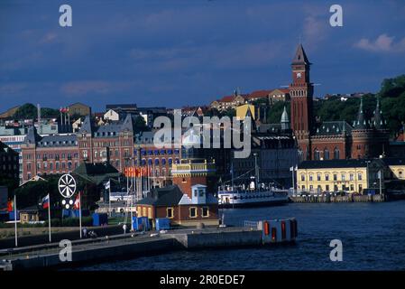 Hafen, Zentrum von Helsingborg, Faehrfahrt ueber Oeresund Skane, Schweden Stockfoto