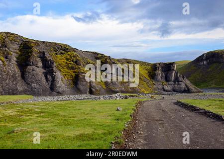 Landschaft, F206, Kirkjubaerjarklaustur, Island Stockfoto