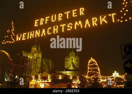 Der Weihnachtsmarkt in Erfurt, Thüringen, Deutschland Stockfoto