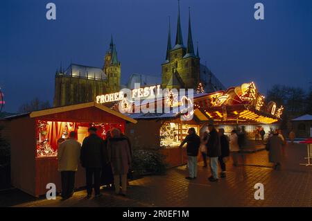 Der Weihnachtsmarkt in Erfurt, Thüringen, Deutschland Stockfoto