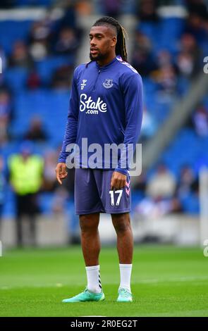 Brighton, Großbritannien. 08. Mai 2023. Alex Iwobi vom Everton FC vor dem Premier League-Spiel zwischen Brighton & Hove Albion und Everton bei der Amex am 8. 2023. Mai in Brighton, England. (Foto von Jeff Mood/phcimages.com) Kredit: PHC Images/Alamy Live News Stockfoto