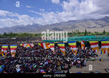 Pilger, Kalachakra-Initiationen des Dalai Llama, Choklamsar, Ladakh, Jammu und Kaschmir, Indien Stockfoto